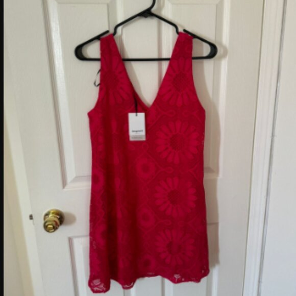 NWT Desigual 1970s Inspired Floral Lace V-Neck Mini Dress - Picture 10 of 14